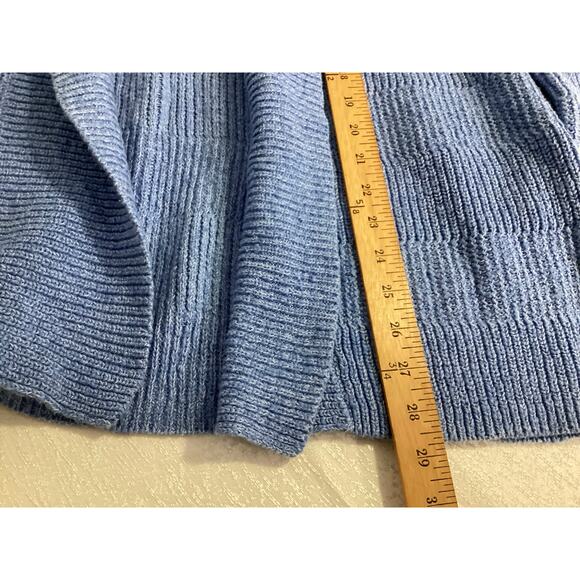 L.L. Bean Womens Sweater Blue Open Front Cardigan Shawl collar Tight Knit size L - Picture 7 of 8